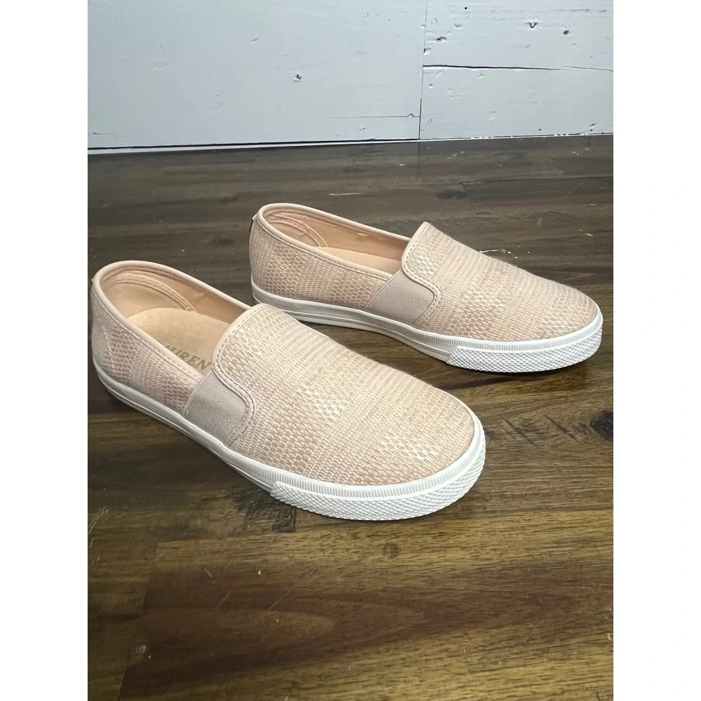 Lauren Ralph Lauren Jinny Pink Faux Straw Slip On Sneakers 5.5‎ B JINNY-SK-VLC